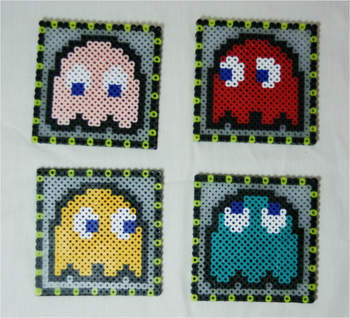 Pac-Man Ghosts Perler Coasters Set of 4 by SamsSprites on Etsy