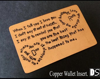 Wallet Insert Anniversary Gift For Men,Copper Anniversary wallet card,Copper gift for mens, Copper Wallet card, Anniversary Wallet insert