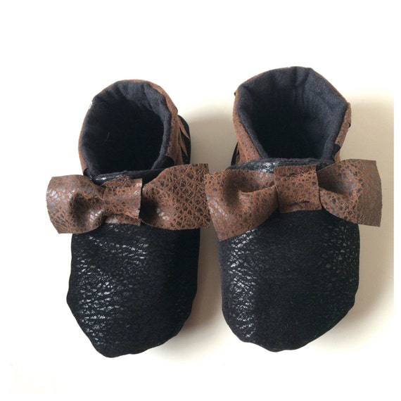 Brown/Black Baby Girl Moccasins by MOCSbyM on Etsy