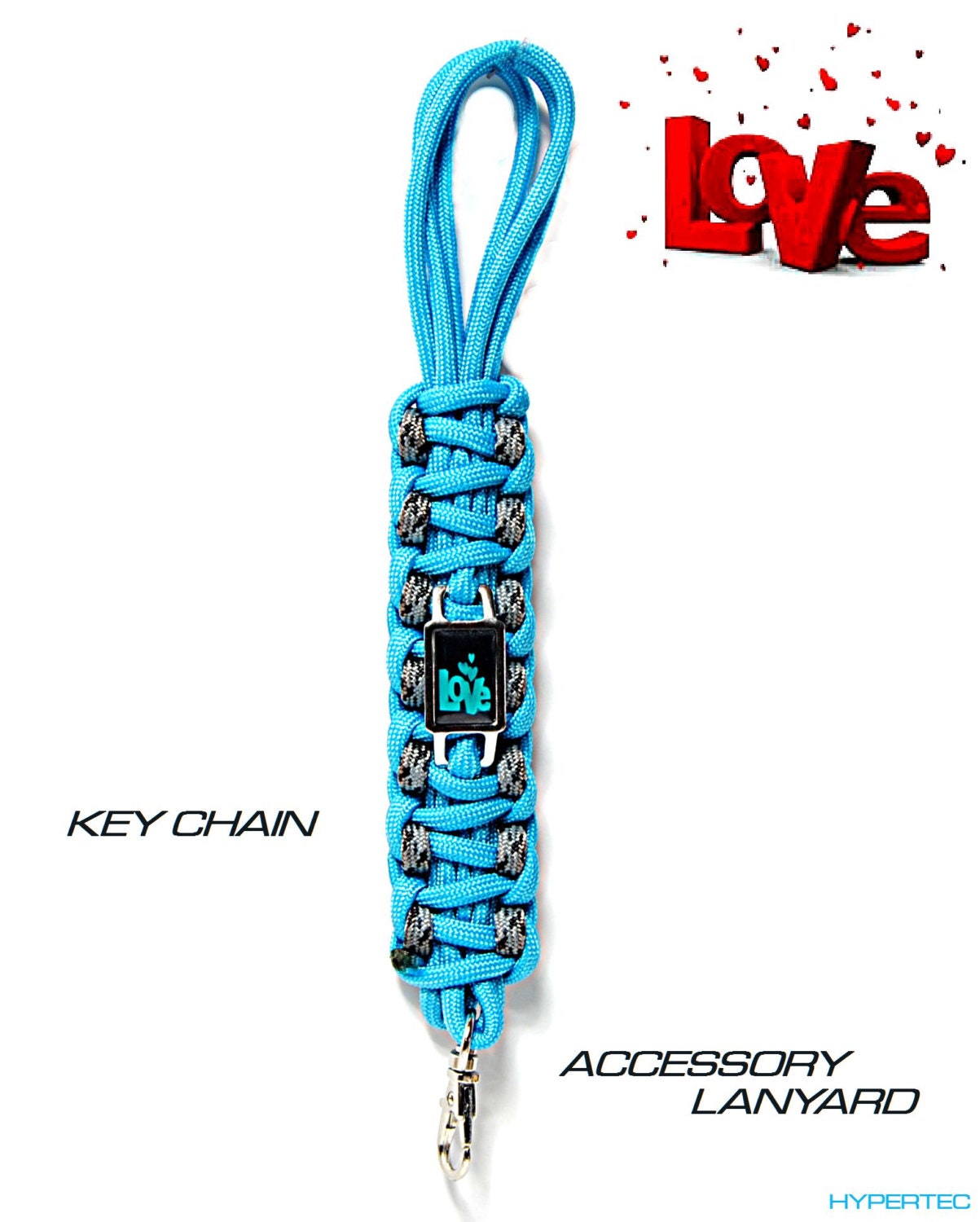LOVE Wrist Key Chain Accessory Lanyard in Sky by DefiantXGear
