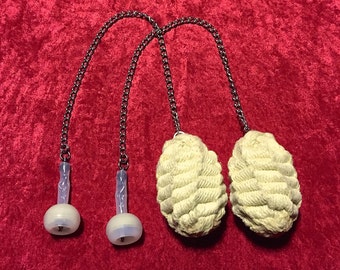 MEDIUM Premium Fire Poi (4" Solar Flare) kevlar Twisted Link Chain with POM grips