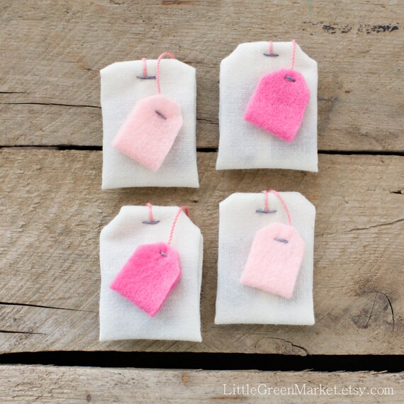 Pink Tea Bag Set Tea Party for Four Tea Time Alice in