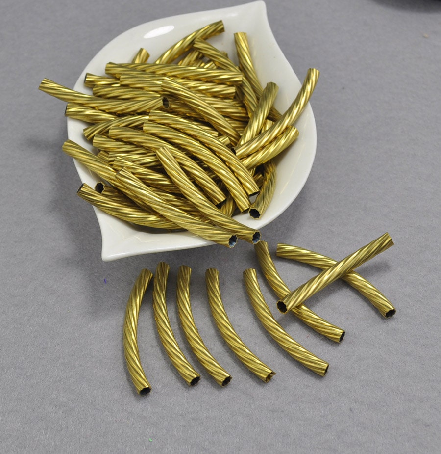 Noodle Curved Tube BeadsSquare Spacer Brass Bead