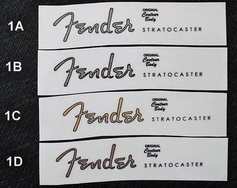 Self-adhesive or Waterslide Guitar Headstock Logo Decal Fender Stratocaster Strat