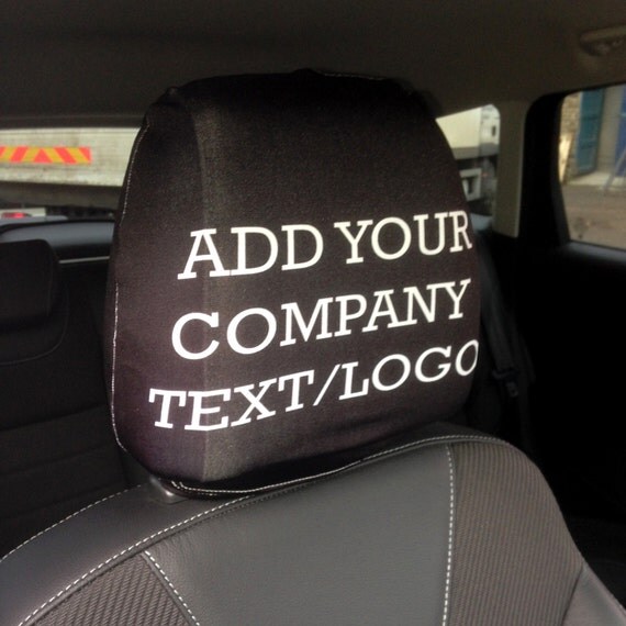 Personalised Text / Logo Car Seat Headrest Cover 2 Pack Made