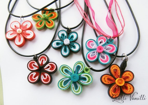 Quilled Necklace Quilling Jewelry Paper Flower by quillivanilli