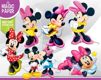 Minnie Mouse Clipart - Disney Digital 300 DPI PNG Images, Photos, Scrapbook, Cliparts - Instant Download