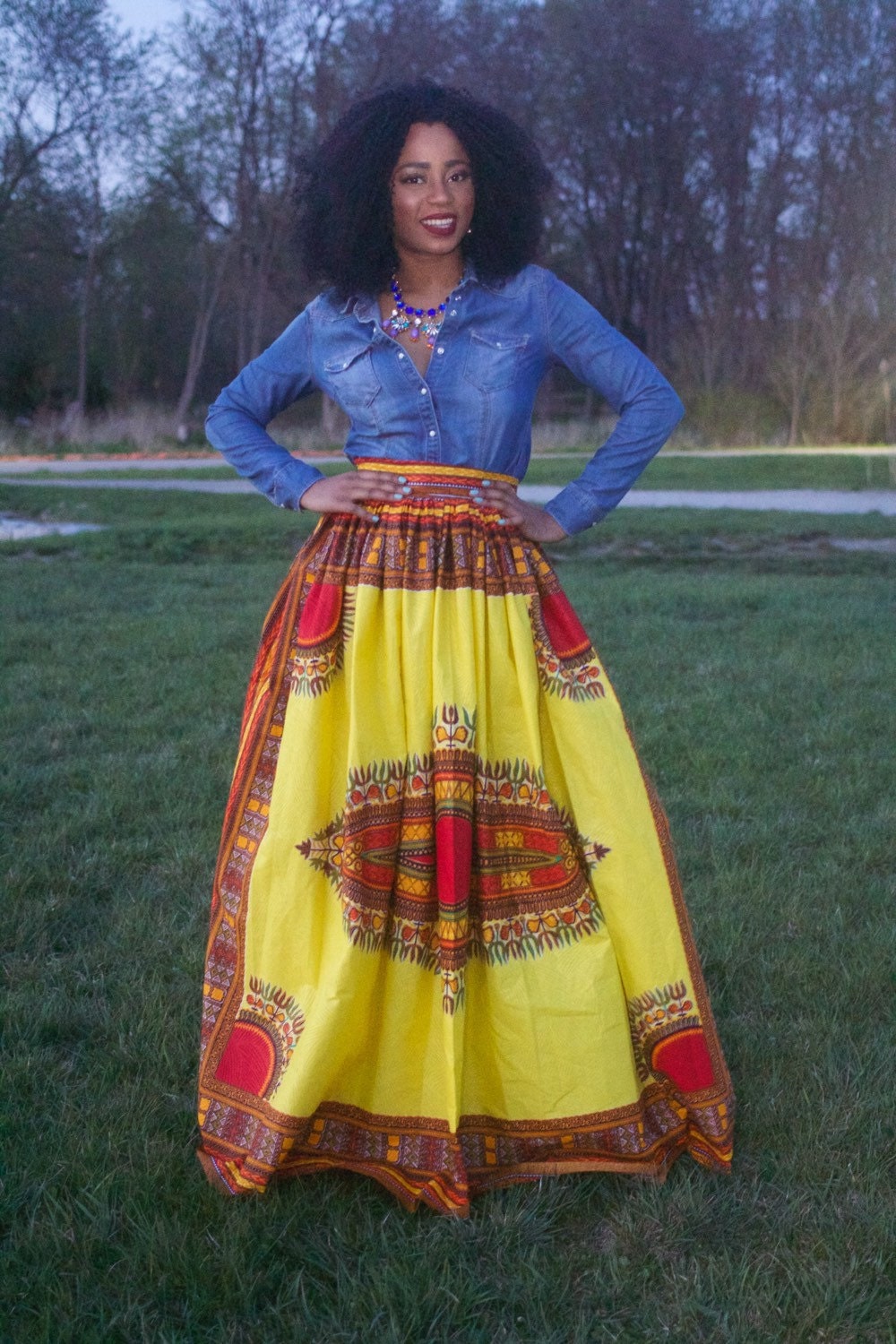 DASHIKI maxi skirt by ofuure on Etsy