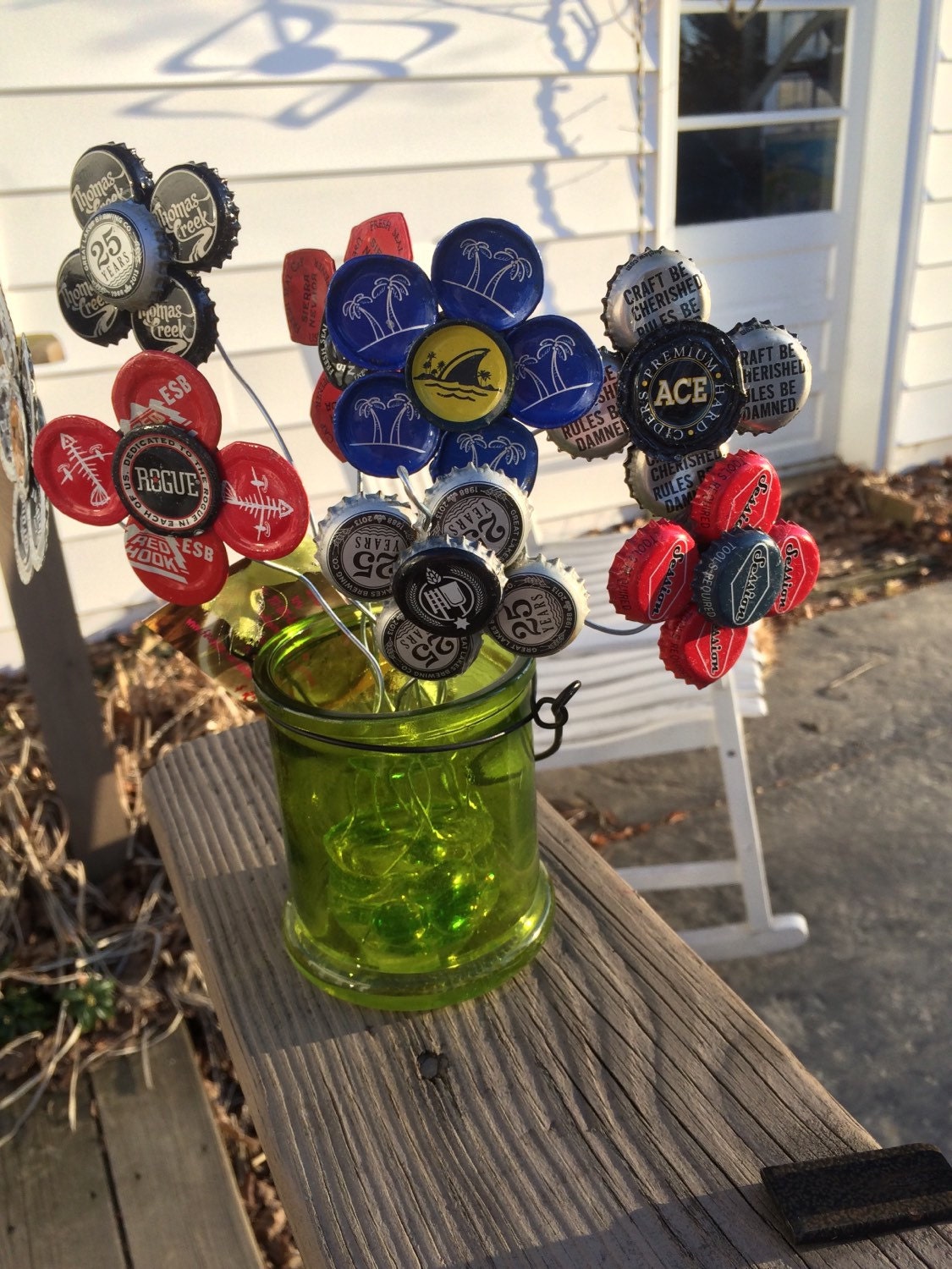 Beer Bottle Cap Flower Arrangement by kriswitman on Etsy