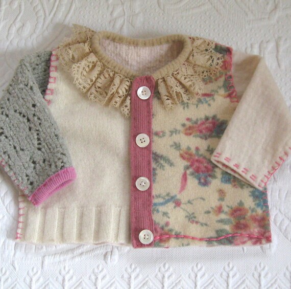 Baby Girl Sweater made from Recycled Sweaters by heartfeltbaby