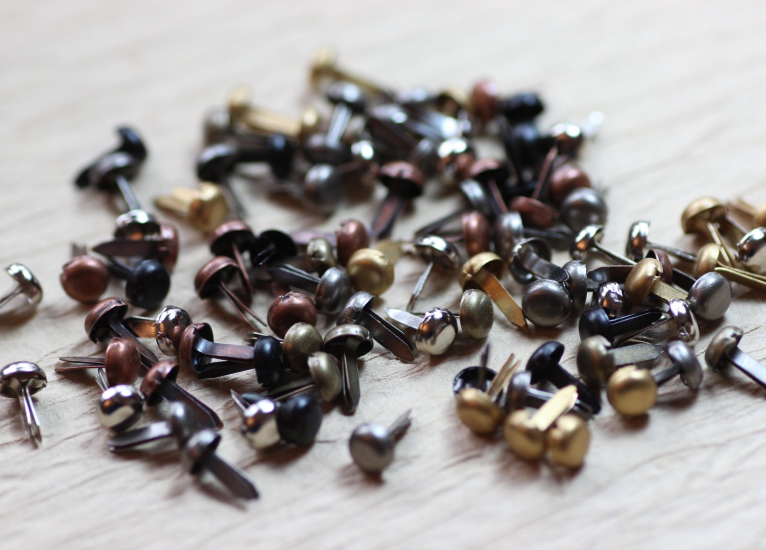 Mixed Metal Brads Copper Brass Silver Mini Brads Assortment