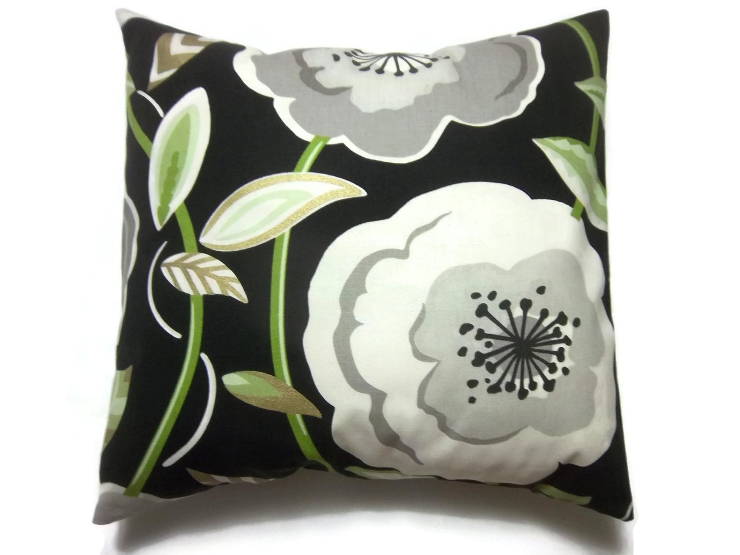 Decorative Pillow Cover Black White Gray Gold Lime Green Big