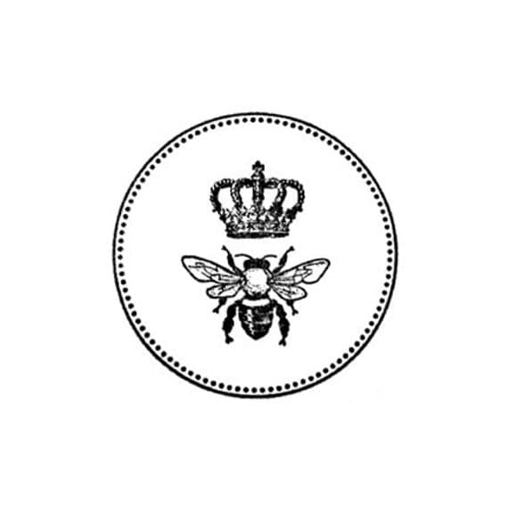 royal queen bee Rubber Stamp with crown and laurel leaves