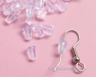 288 SOFT Clear Plastic Earring Backs, LARGE -- plastic stops, clutches, nuts, French hook backs, stoppers, metal free, 6mm