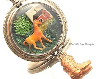 On The Farm Necklace Horse Theme Po cket Watch Miniature Wearable ...