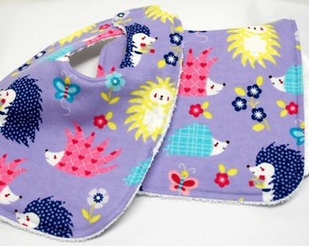 The Proper Peony Layette Baby Girls Bib & Burp Cloth Set - White with Scallop Dots Pink main image 0