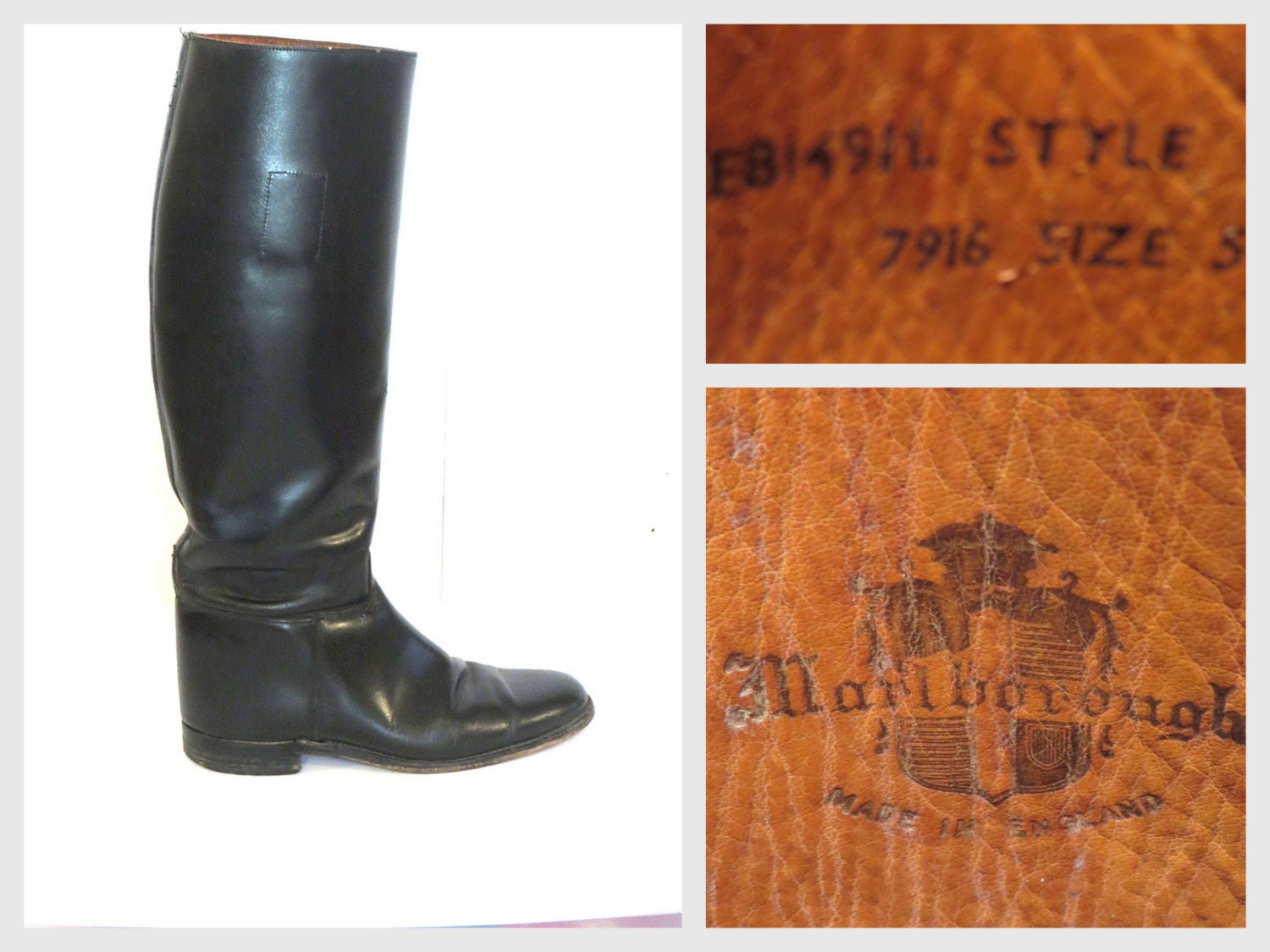 MarlboroughTall Black Leather Equestrian Riding Boots Women’s 7.5M Made