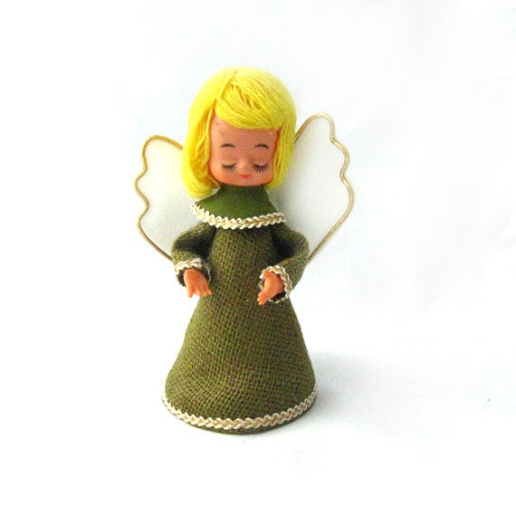 Vintage Burlap Angel Doll Christmas Tree Topper by ModandMint