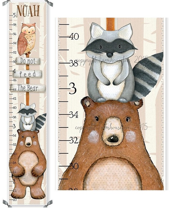 BEAR Growth Chart Personalized Woodland Friends by Farmhousefive