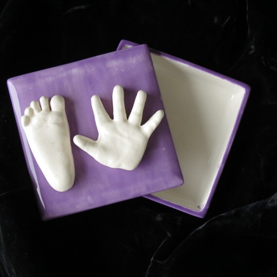 Baby Handprint and Footprint Ceramic Keepsake by handprintlady