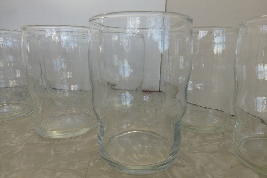 Drinking Juice Glass Clear Wavy Vintage Glasses 3 5/8 Inch Set