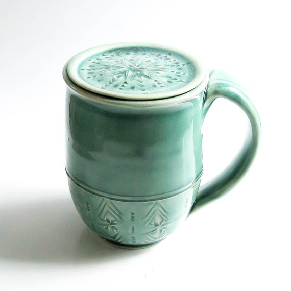 Handmade Coffee Mug with Lid Personalized Mug Lidded Pottery