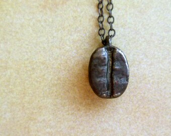 Coffee Bean Necklace - Antiqued - Copper - Beans - Rustic - Earthy - Barista - Natural - Gifts Under 35 - Coffee Lovers - Made In Brooklyn