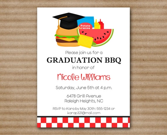 PRINTABLE Graduation BBQ Invitation by PaperHouseDesigns on Etsy