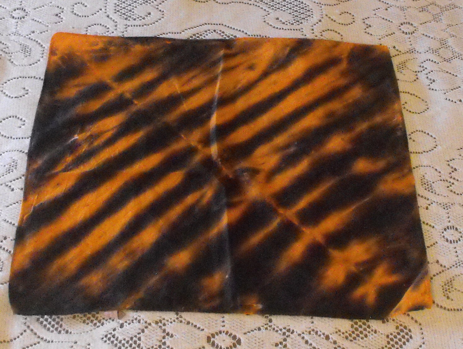 Tie Dye Handkerchief in Black and Orange Tiger Stripes