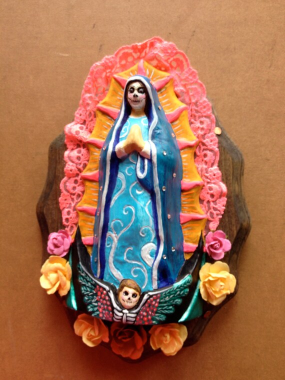 day of the dead virgin mary hanging sculpture