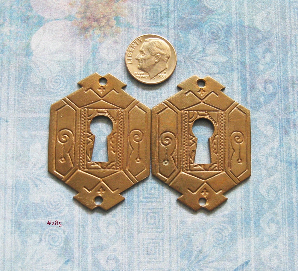 Keyhole Escutcheon Furniture Hardware Eastlake Antique Brass Art Deco