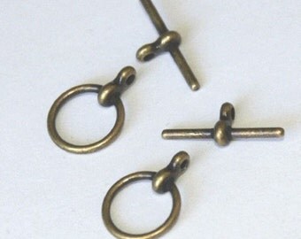 25 sets of Antiqued Brass Toggle clasps
