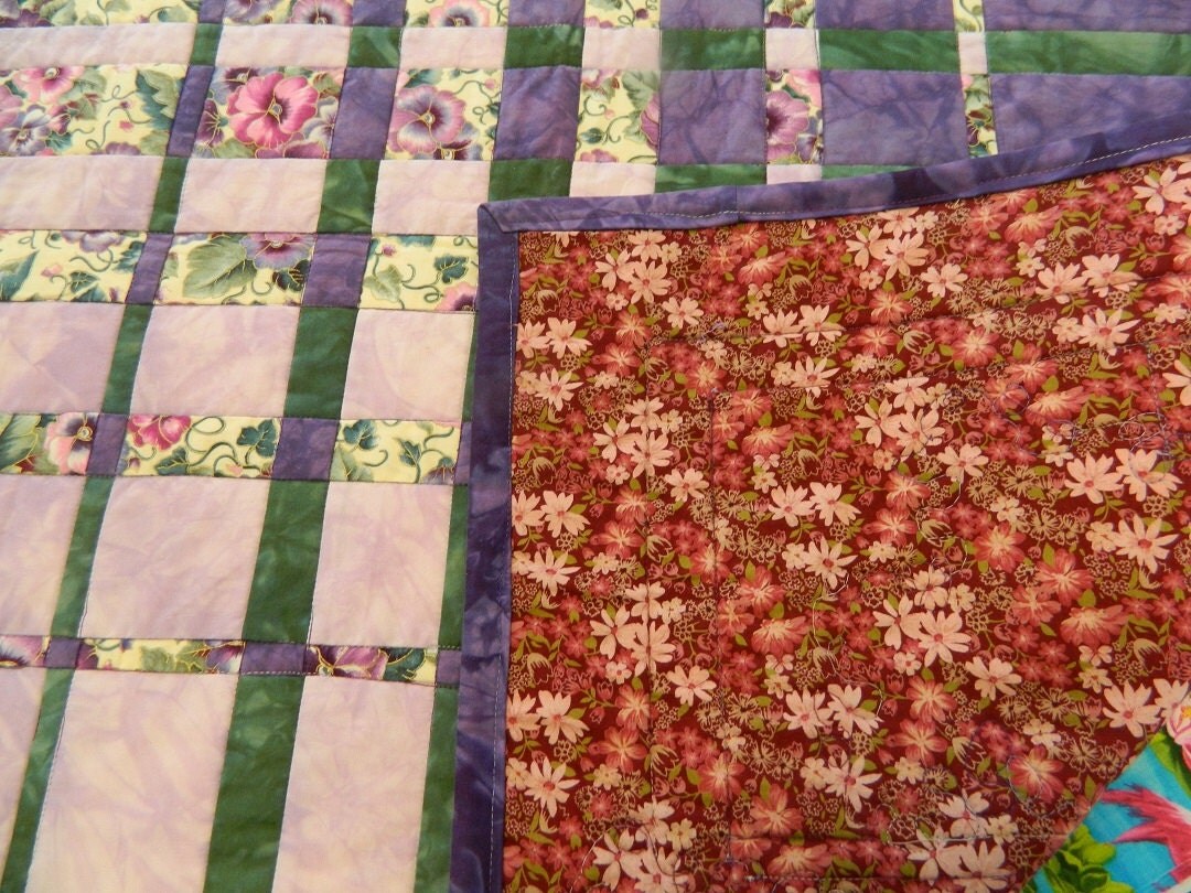 HARMONIC CONVERGENCE Pansies Quilt Finished by HandDyedFabrics