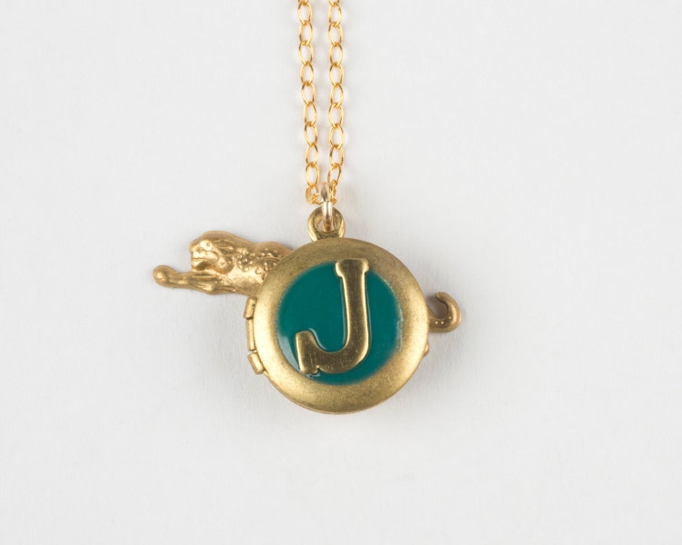 J Necklace J Initial Necklace Letter J Locket by jtopolski