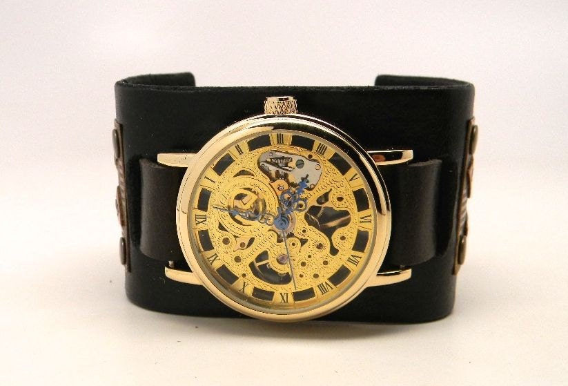 Steampunk watch. Steampunk mechanical watch.Steampunk cuff watch