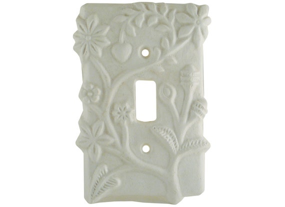 Ceramic Light Switch Cover Vine Design single by HoneybeeCeramics