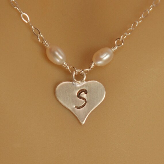 Charm heart bridesmaid necklace Personalized  Heart gift Initial  Bridesmaid Bridesmaid  Necklace, Gift,