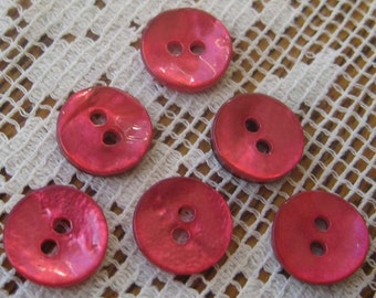 Pearl Buttons 12 Small Dark Pink Mother Of Pearl Buttons HK 9