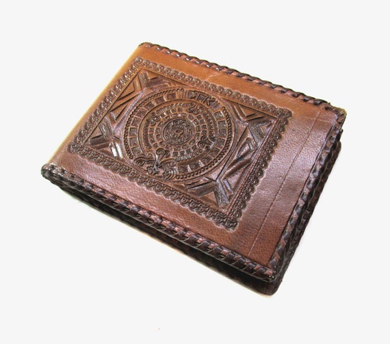 Vintage Mexican Brown Hand Tooled Leather by VintagePennyLane