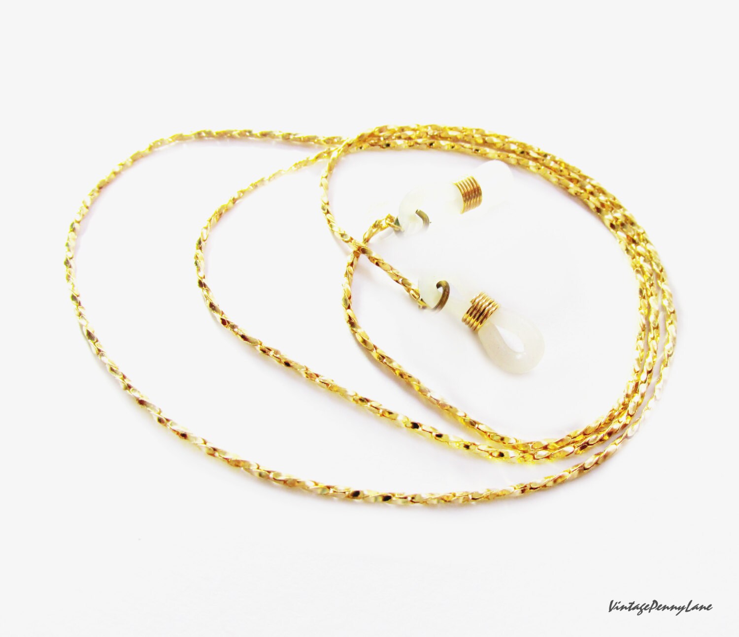 Vintage Eyeglasses Chain Necklace Gold Metal