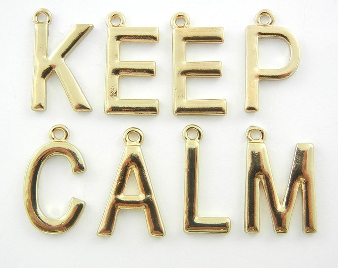 Set of KEEP CALM Letter Charms Gold-tone Message Word Charms Jewelry Supplies