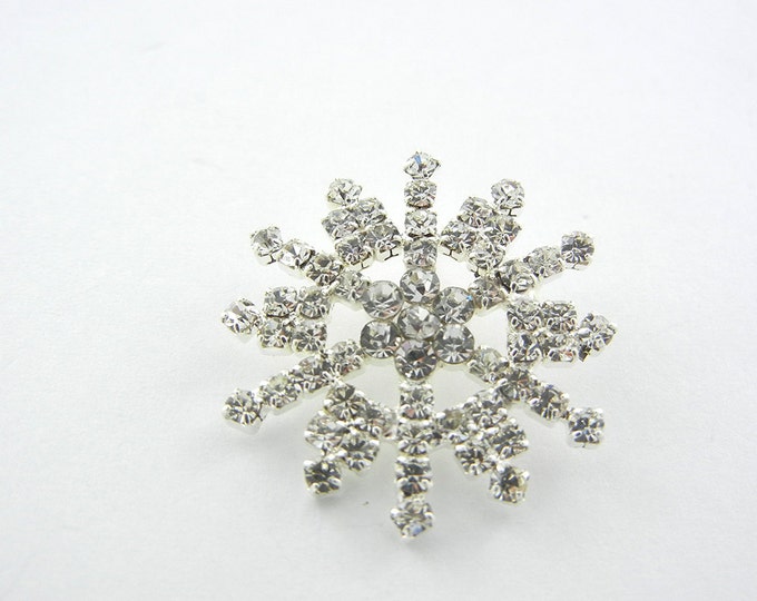 Silver-tone 1 Inch Rhinestone Snowflake Pendant