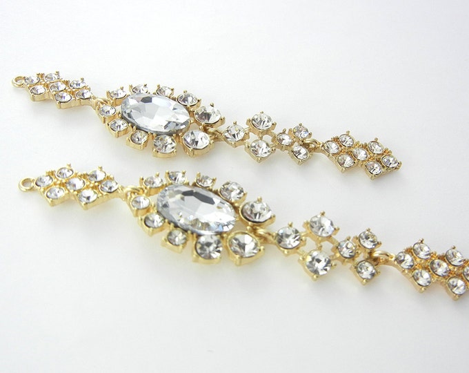 Pair of Gold-tone Chandelier Drop Charms with X Rhinestones