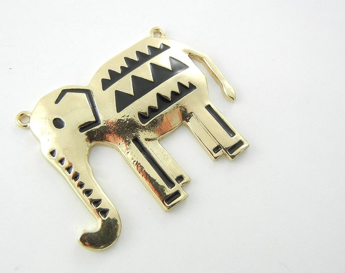 Elephant Pendant Gold-tone Double Link with Design