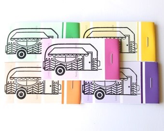 PAINT CHIP MATCHBOOK notepads Set of 5- Vintage Camper in brights