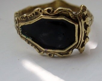 brass spoon ring with enamel paint