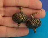 Unique Earrings for Girlfriend Gift, Vintage Bronze Fillagree Dangle Earring