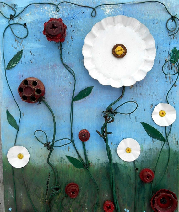 Spring Flowers Salvage art Assemblage Found by bearpawrustics