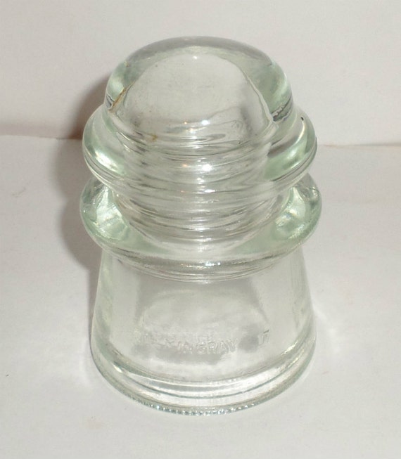 Vintage Glass Insulator Clear Glass Insulator Hemingray 17