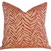 Zebra Print Pillow, 18x18, Exotic Animal Print Pillows, Red Tan Decorative Throw Pillows, Luxury Cushion Cover, CLEARANCE SALE